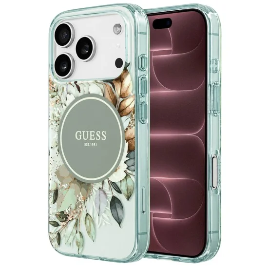 Калъф за iPhone 17 Pro Max - IML Flower & Tonal Circle MagSafe (GUHMP18XHFWBDCEN) - Guess - Зелен