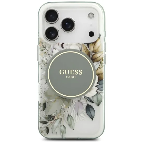 Калъф за iPhone 17 Pro Max - IML Flower & Tonal Circle MagSafe (GUHMP18XHFWBDCEN) - Guess - Зелен