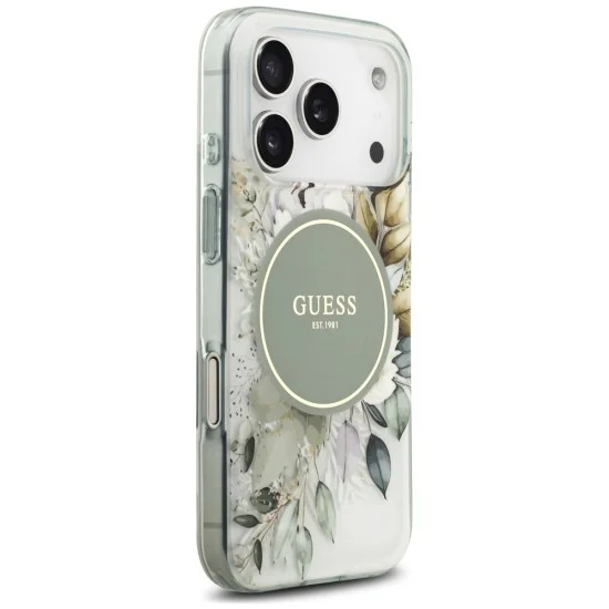Калъф за iPhone 17 Pro Max - IML Flower & Tonal Circle MagSafe (GUHMP18XHFWBDCEN) - Guess - Зелен