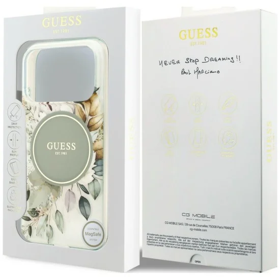 Калъф за iPhone 17 Pro Max - IML Flower & Tonal Circle MagSafe (GUHMP18XHFWBDCEN) - Guess - Зелен