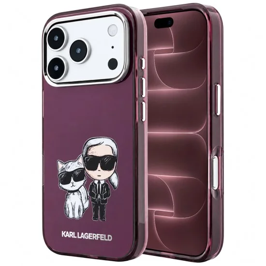 Калъф за iPhone 17 Pro Max - IML KC Bodies Sketch Print MagSafe (KLHMP18X6HKCIDR) - Karl Lagerfeld - Бордо