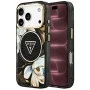 Калъф за iPhone 17 Pro Max - IML Metal Glitter Flowers Triangle MagSafe (GUHMP18XHFLPEDK) - Guess - Черен