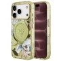 Калъф за iPhone 17 Pro Max - IML Metal Glitter Flowers Triangle MagSafe (GUHMP18XHFLPEDN) - Guess - Зелен