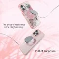 Калъф за iPhone 17 Pro Max - IML Metal Glitter Flowers Triangle MagSafe (GUHMP18XHFLPEDN) - Guess - Зелен