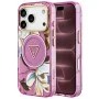 Калъф за iPhone 17 Pro Max - IML Metal Glitter Flowers Triangle MagSafe (GUHMP18XHFLPEDU) - Guess - Лилав