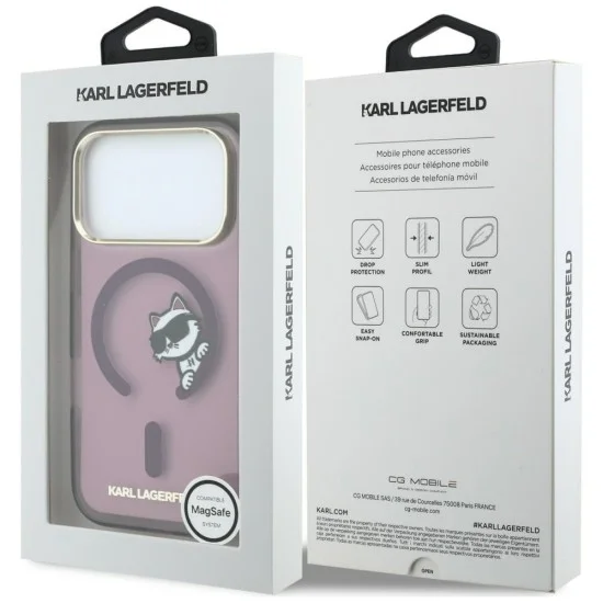 Калъф за iPhone 17 Pro Max - IML Peekaboo Print Metal Frame MagSafe (KLHMP18X6HCPSCR) - Karl Lagerfeld - Бордо