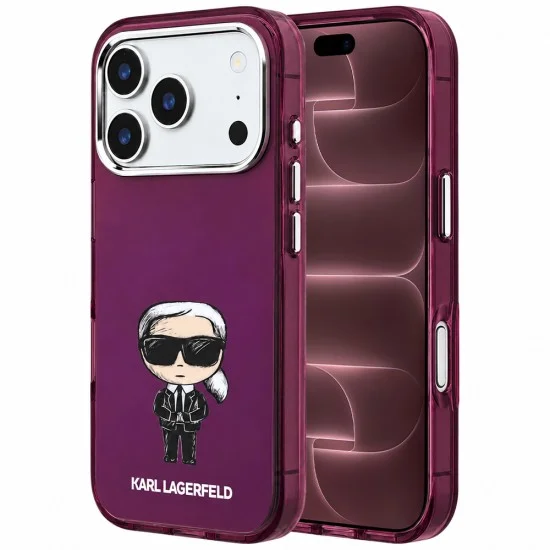 Калъф за iPhone 17 Pro Max - IML Ikonik Sketch Print MagSafe (KLHMP18X6HKIKDR) - Karl Lagerfeld - Бордо