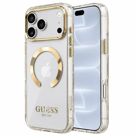 Калъф за iPhone 17 Pro - Metal Outline MagSafe (GUHMP18LHTRMD) - Guess - Златист