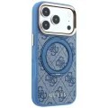 Калъф за iPhone 17 Pro - Ring Stand 360 4G Leather Classic Logo MagSafe (GUHMP18L6PS4RSCLB) - Guess - Син