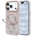 Калъф за iPhone 17 Pro - Ring Stand 360 4G Leather Classic Logo MagSafe (GUHMP18L6PS4RSCLP) - Guess - Розов