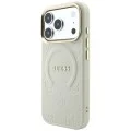 Калъф за iPhone 17 Pro - Saffiano Peony & Ring MagSafe (GUHMP18LPSAMSECE) - Guess - Бежов
