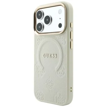 Калъф за iPhone 17 Pro - Saffiano Peony & Ring MagSafe (GUHMP18LPSAMSECE) - Guess - Бежов