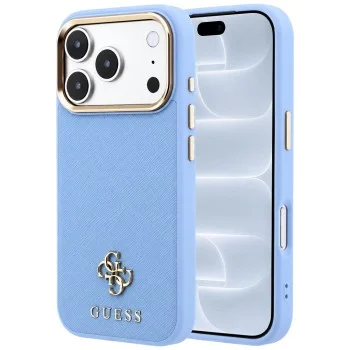 Калъф за телефон за iPhone 18 Pro / iPhone 17 Pro Saffiano Small 4G Classic MagSafe (GUHMP18L6PSA4DMB) - Guess - Светлосин
