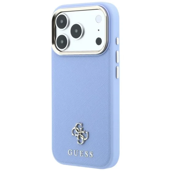 Калъф за iPhone 17 Pro - Saffiano Small 4G Classic MagSafe (GUHMP18L6PSA4DMB) - Guess - Светло син