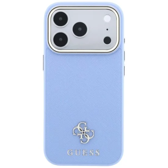 Калъф за iPhone 17 Pro - Saffiano Small 4G Classic MagSafe (GUHMP18L6PSA4DMB) - Guess - Светло син