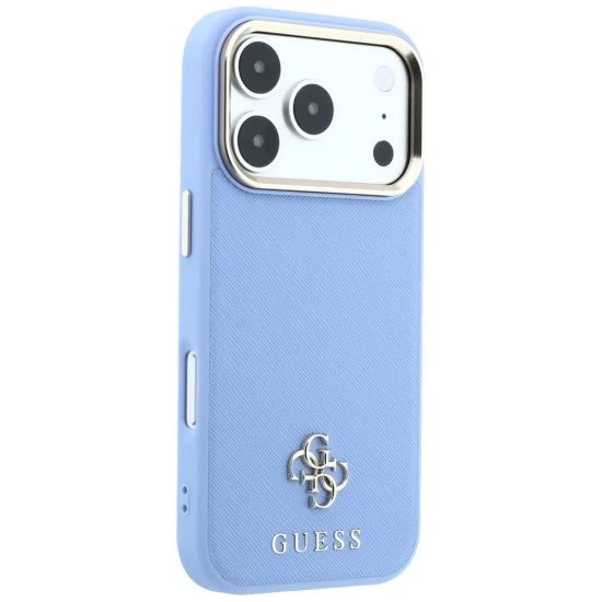 Калъф за iPhone 17 Pro - Saffiano Small 4G Classic MagSafe (GUHMP18L6PSA4DMB) - Guess - Светло син
