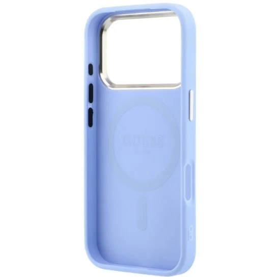 Калъф за iPhone 17 Pro - Saffiano Small 4G Classic MagSafe (GUHMP18L6PSA4DMB) - Guess - Светло син