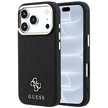 Калъф за телефон за iPhone 18 Pro / iPhone 17 Pro Saffiano Small 4G Classic MagSafe (GUHMP18L6PSA4DMK) - Guess - Черен