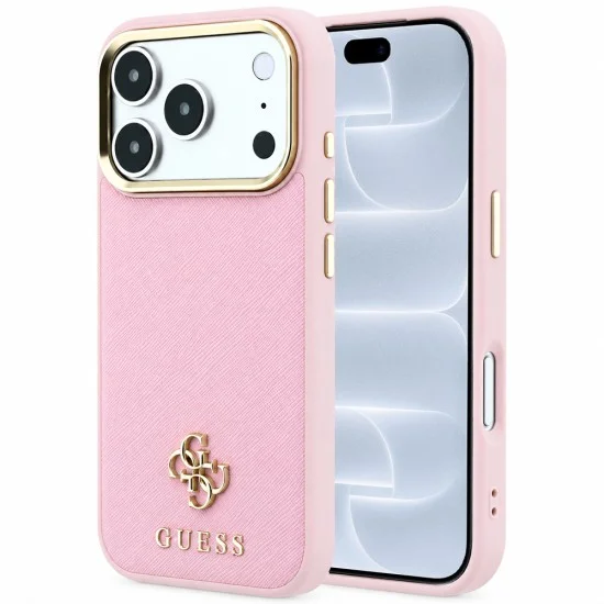 Калъф за iPhone 17 Pro - Saffiano Small 4G Classic MagSafe (GUHMP18L6PSA4DMP) - Guess - Розов