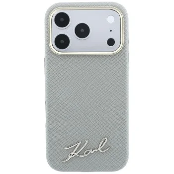 Калъф за телефон за iPhone 18 Pro / iPhone 17 Pro Saffiano Small Script Metal Logo MagSafe (KLHMP18L6PWSKSE) - Karl Lagerfeld - Тауп