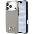 Калъф за iPhone 17 Pro - Saffiano Small Script Metal Logo MagSafe (KLHMP18L6PWSKSE) - Karl Lagerfeld - Сиво-кафяв