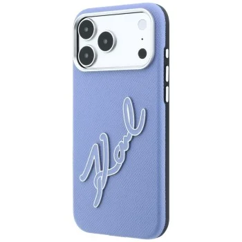 Калъф за iPhone 17 Pro - Smooth Leather Big Resin Signature Logo (KLHCP18L6PFCKSRB) - Karl Lagerfeld - Светло син