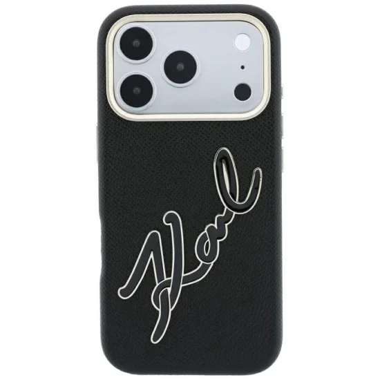 Калъф за iPhone 17 Pro - Smooth Leather Big Resin Signature Logo (KLHCP18L6PFCKSRK) - Karl Lagerfeld - Черен