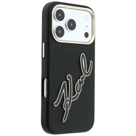 Калъф за iPhone 17 Pro - Smooth Leather Big Resin Signature Logo (KLHCP18L6PFCKSRK) - Karl Lagerfeld - Черен