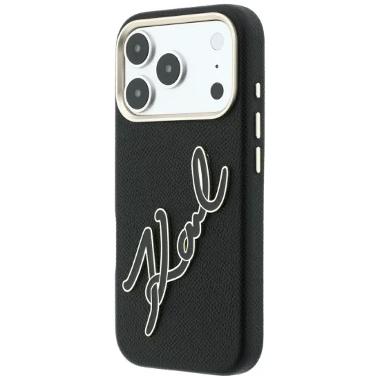 Калъф за iPhone 17 Pro - Smooth Leather Big Resin Signature Logo (KLHCP18L6PFCKSRK) - Karl Lagerfeld - Черен