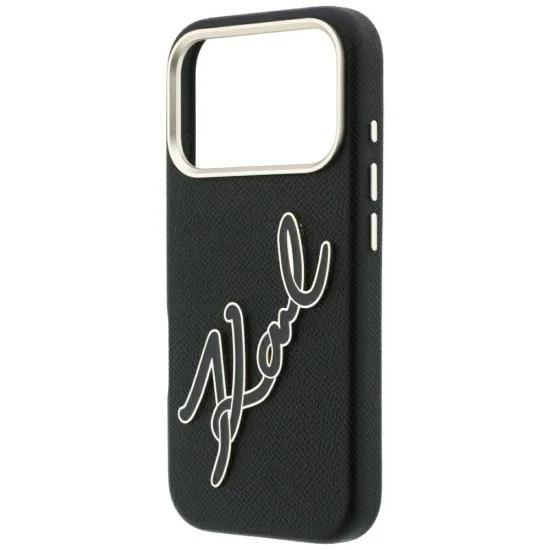 Калъф за iPhone 17 Pro - Smooth Leather Big Resin Signature Logo (KLHCP18L6PFCKSRK) - Karl Lagerfeld - Черен