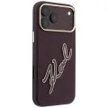 Калъф за iPhone 17 Pro - Smooth Leather Big Resin Signature Logo (KLHCP18L6PFCKSRR) - Karl Lagerfeld - Бордо