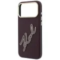 Калъф за iPhone 17 Pro - Smooth Leather Big Resin Signature Logo (KLHCP18L6PFCKSRR) - Karl Lagerfeld - Бордо