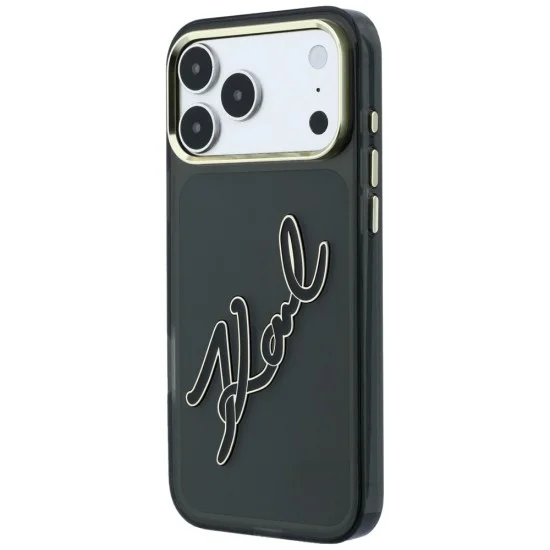 Калъф за iPhone 17 Pro - IML Big Signature Resin Logo Metal Frame (KLHCP18L6HCKSRK) - Karl Lagerfeld - Черен