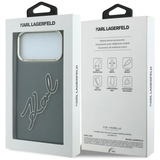 Калъф за iPhone 17 Pro - IML Big Signature Resin Logo Metal Frame (KLHCP18L6HCKSRK) - Karl Lagerfeld - Черен
