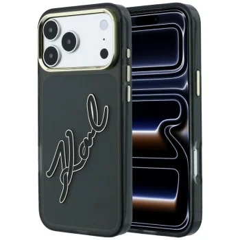 Калъф за телефон за iPhone 18 Pro / iPhone 17 Pro IML Big Signature Resin Logo Metal Frame (KLHCP18L6HCKSRK) - Karl Lagerfeld - Черен