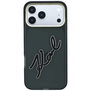 Калъф за телефон за iPhone 18 Pro / iPhone 17 Pro IML Big Signature Resin Logo Metal Frame (KLHCP18L6HCKSRK) - Karl Lagerfeld - Черен
