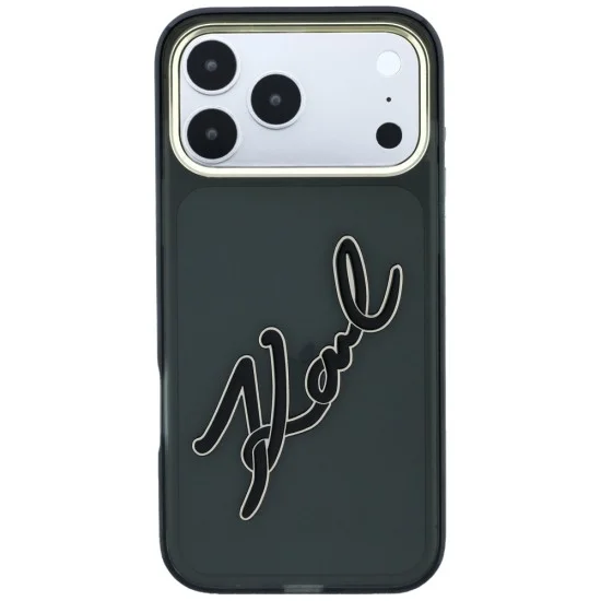 Калъф за iPhone 17 Pro - IML Big Signature Resin Logo Metal Frame (KLHCP18L6HCKSRK) - Karl Lagerfeld - Черен