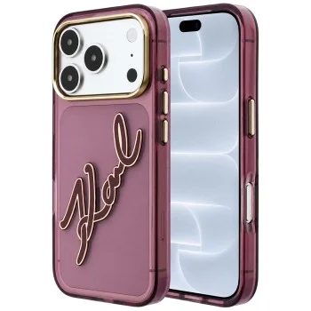 Калъф за телефон за iPhone 18 Pro / iPhone 17 Pro IML Big Signature Resin Logo Metal Frame (KLHCP18L6HCKSRR) - Karl Lagerfeld - Бордо