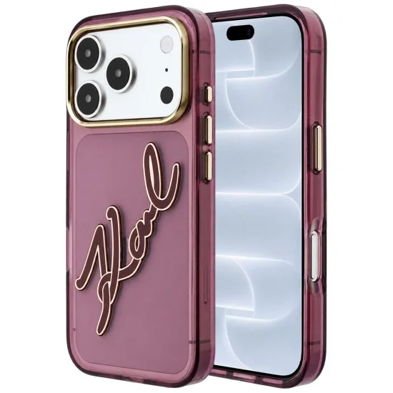 Калъф за iPhone 17 Pro - IML Big Signature Resin Logo Metal Frame (KLHCP18L6HCKSRR) - Karl Lagerfeld - Бордо