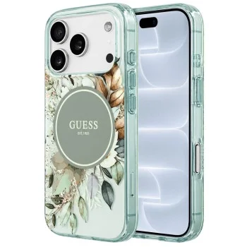 Калъф за iPhone 17 Pro - IML Flower & Tonal Circle MagSafe (GUHMP18LHFWBDCEN) - Guess - Зелен