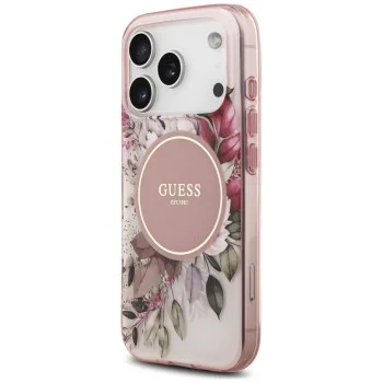 Калъф за iPhone 17 Pro - IML Flower & Tonal Circle MagSafe (GUHMP18LHFWBDCEP) - Guess - Розов