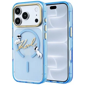 Калъф за iPhone 17 Pro - IML Karl Script Logo MagSafe (KLHMP18L5HKSCAL) - Karl Lagerfeld - Светло син