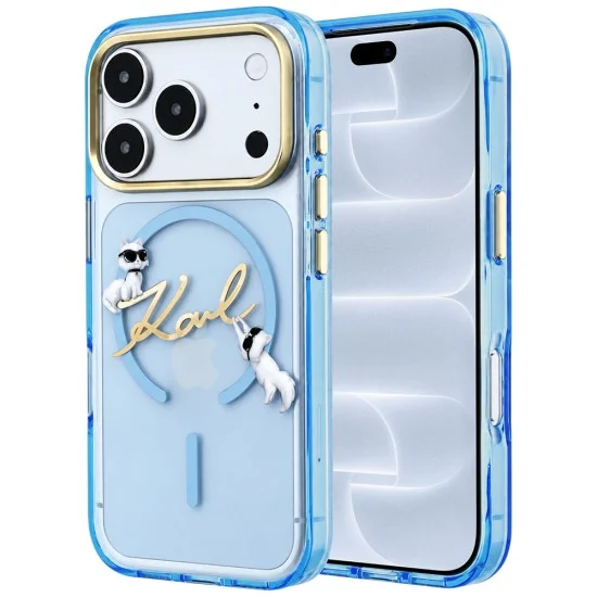 Калъф за iPhone 17 Pro - IML Karl Script Logo MagSafe (KLHMP18L5HKSCAL) - Karl Lagerfeld - Светло син