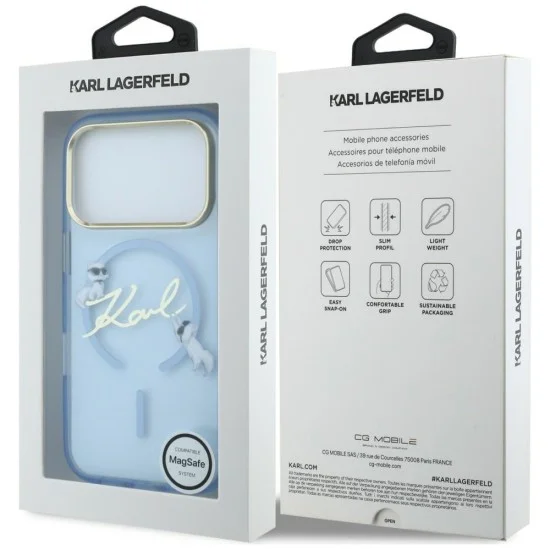 Калъф за iPhone 17 Pro - IML Karl Script Logo MagSafe (KLHMP18L5HKSCAL) - Karl Lagerfeld - Светло син