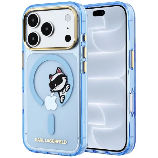 Калъф за iPhone 17 Pro - IML Peekaboo Print Metal Frame MagSafe (KLHMP18L6HCPSCB) - Karl Lagerfeld - Светло син