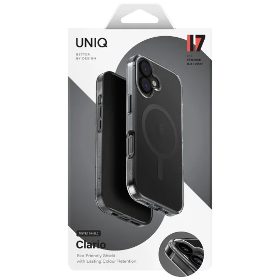 Калъф за iPhone 17 - UNIQ Clario MagClick™ Eco-Friendly Case - Сив (Smoke)