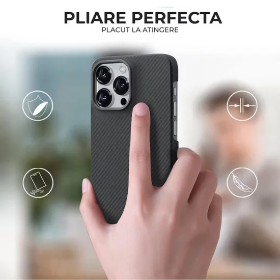 Калъф за iPhone 18 Pro Max / iPhone 17 Pro Max - Aramid Fiber MagSafe - Techsuit - Черен