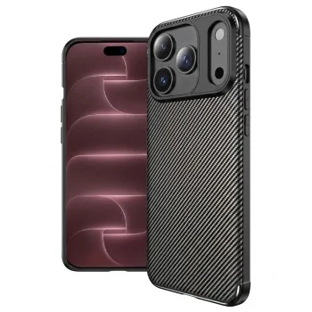 Калъф за iPhone 18 Pro Max / iPhone 17 Pro Max - CarbonFiber - Techsuit - Черен