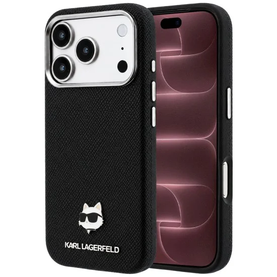 Калъф за iPhone 18 Pro Max / iPhone 17 Pro Max - Grained Leather Choupette Head MagSafe (KLHMP18X6PSKHLK) - Karl Lagerfeld - Черен