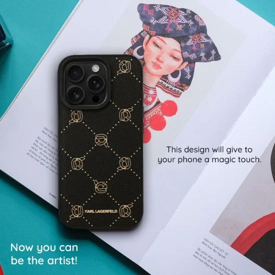 Калъф за iPhone 18 Pro Max / iPhone 17 Pro Max - Grained Leather Choupette Head MagSafe (KLHMP18X6PSKHLK) - Karl Lagerfeld - Черен